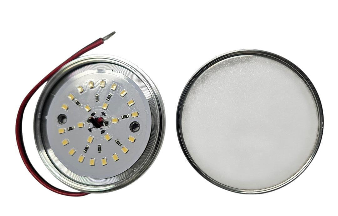 LED Interior Caravan Lights – 76mm Downlights -Silver- Warm light