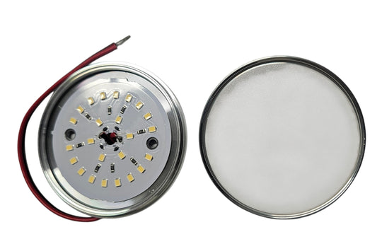 LED Interior Caravan Lights – 76mm Downlights -Silver- Warm light