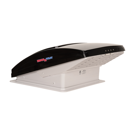 Maxxfan Deluxe - Smoke Rain Dome, T/Stat, Power Lift and Remote. 356x356mm