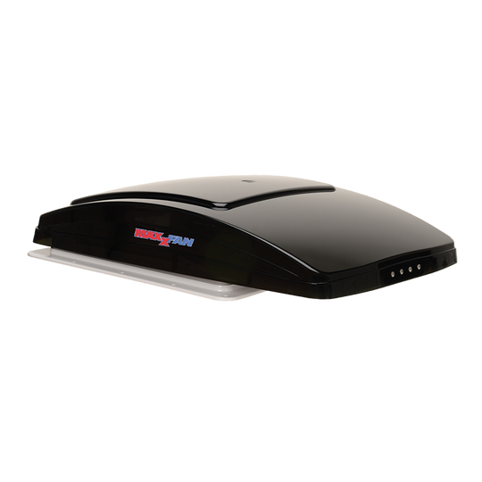 Maxxfan Deluxe - Smoke Rain Dome, T/Stat, Power Lift and Remote. 356x356mm