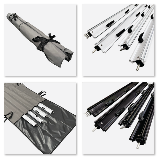 RV Awning Flap Eliminator Kit - Medium Black - 220 to 230cm