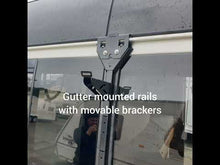 Load and play video in Gallery viewer, Side mount surfboard rack for panel vans with gutter rails
